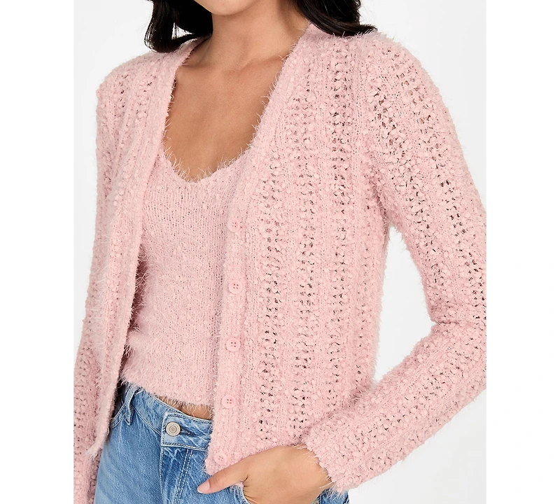 Guess Women's Bea Open Stitch Long Sleeve Cardigan Sweater