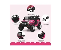 12V Kids Electric Ride-On Truck with Remote Control and Operation Lever - Pink