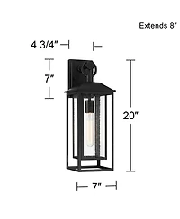 John Timberland Califa 20" High Traditional Outdoor Wall Light Fixture Mount Porch House Exterior Outside Lantern Weatherproof Black Glass Shade