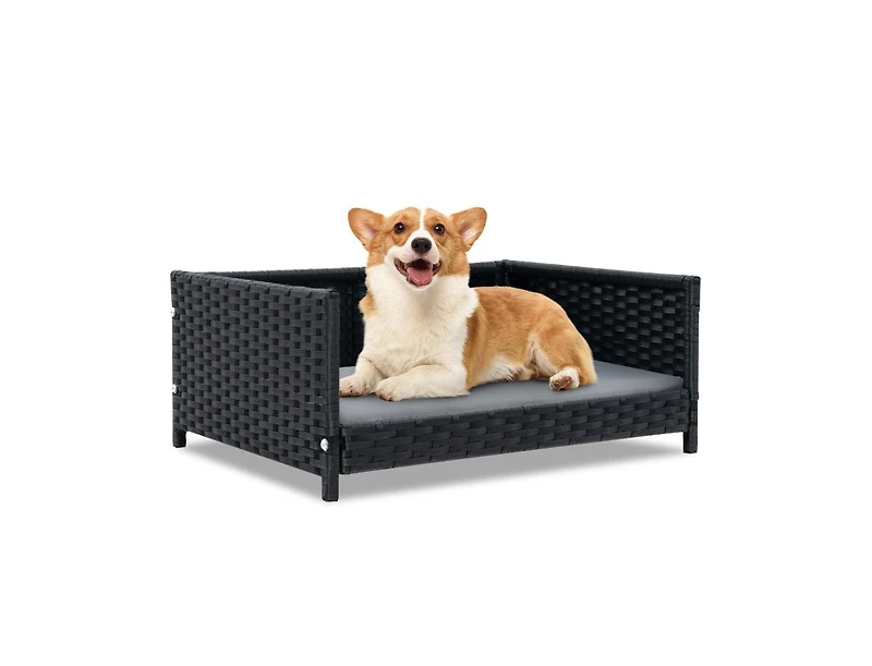 Rattan Dog Bed with Waterproof Soft Cushion for Medium and Small Dogs and Cats
