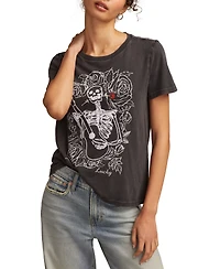 Lucky Brand Women's Guitar Skull Classic Crew Neck T-shirt
