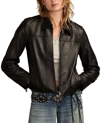 Lucky Brand Women's Zip Up Leather Jacket