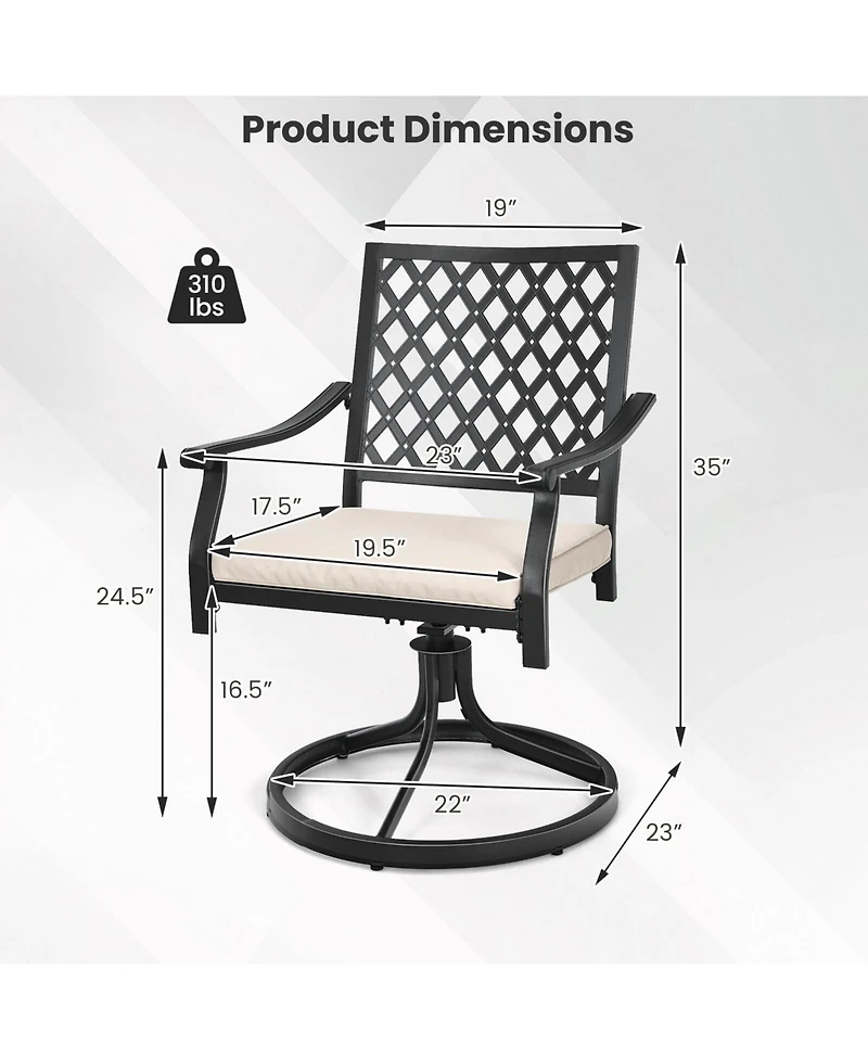 Costway Outdoor Swivel Chairs Patio Dining with Padded Cushions High Back