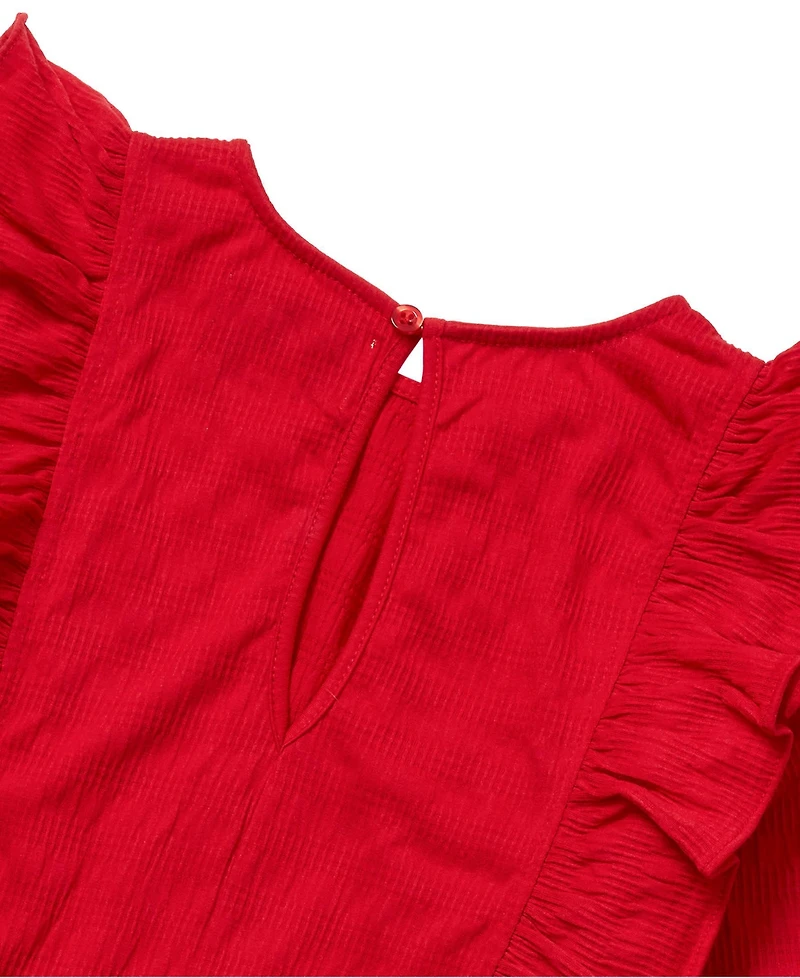 Lands' End Girls Long Sleeve Ruffle Knit Jumpsuit