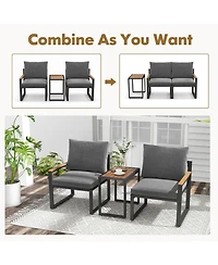 Gymax 3 Pcs Patio Furniture Set Weatherproof Outdoor Conversation Set w/ Soft Cushions
