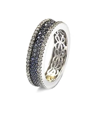 Suzy Levian New York Sterling Silver Sapphire & Created White Pave Eternity Band