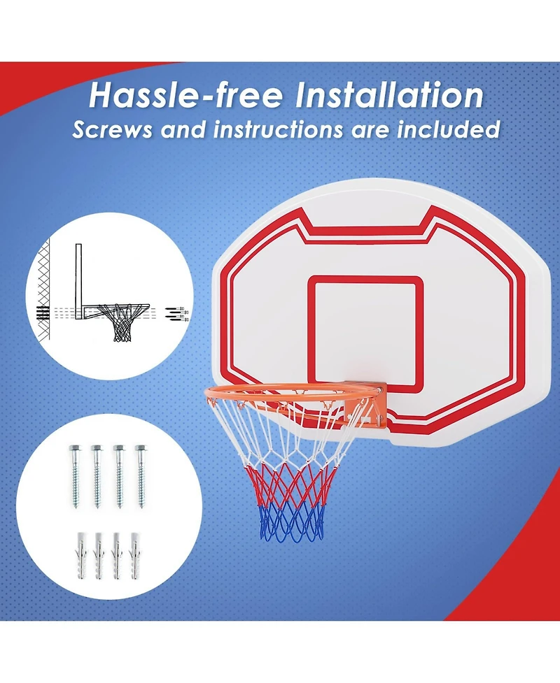 Large Wall Mounted Basketball Hoop with Shatter-proof Backboard