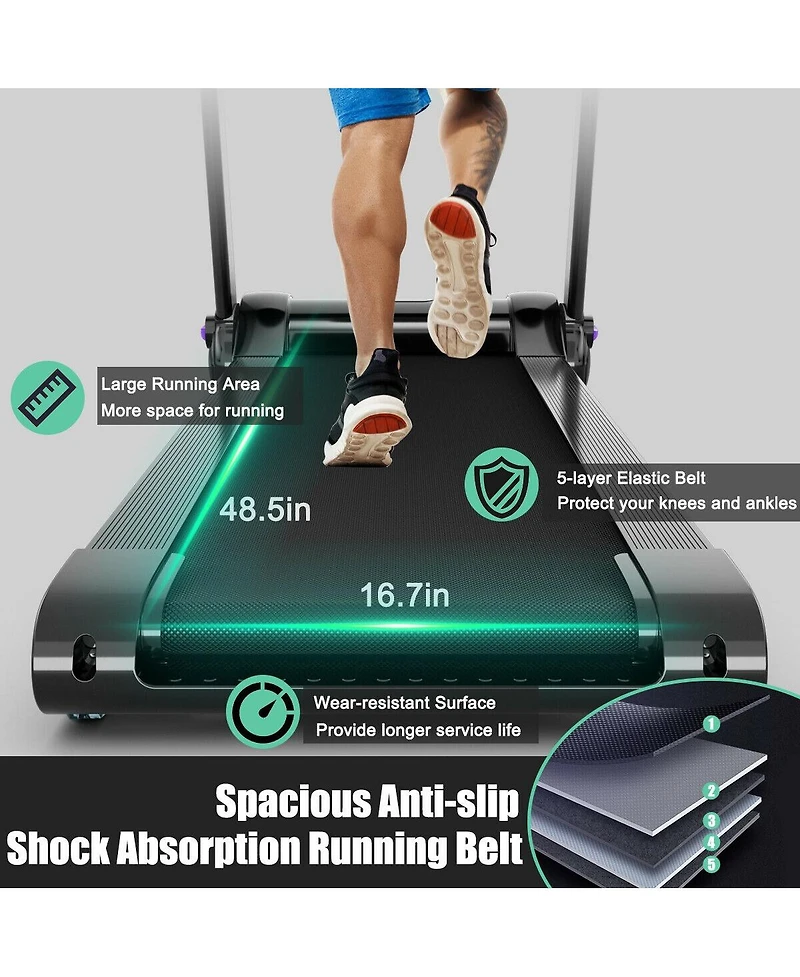3HP Electric Folding Treadmill with Bluetooth Speaker