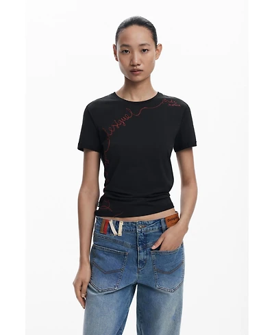 Desigual Women's T-shirt with embroidered phrase