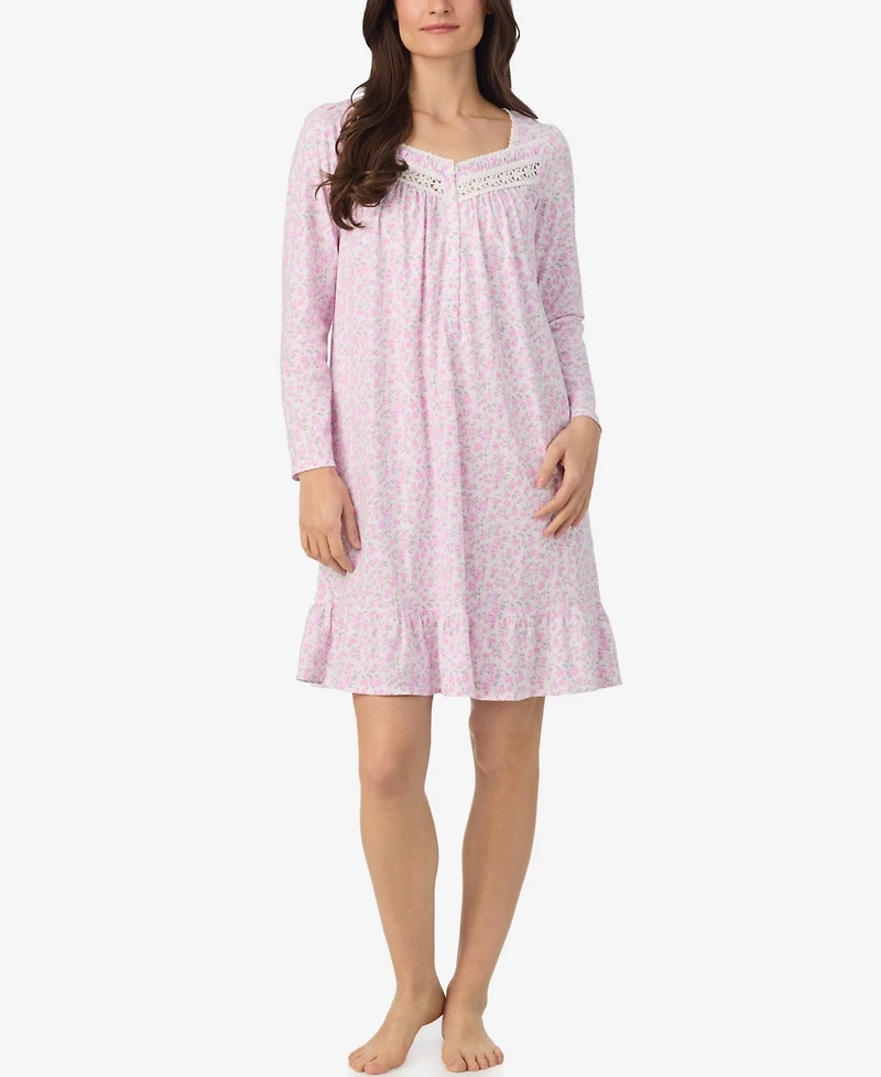 Eileen West Women's Long Sleeve Short Nightgown