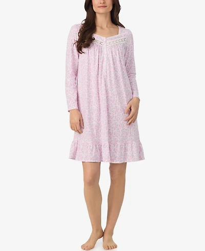 Eileen West Women's Long Sleeve Short Nightgown