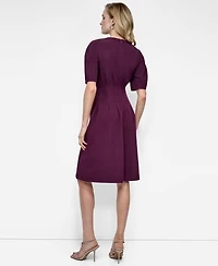 Dkny Women's Short Sleeve Crew Neck Fit & Flare Dress