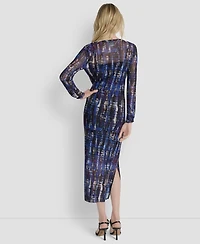 Dkny Women's Long Sleeve Crew Neck A Line Dress