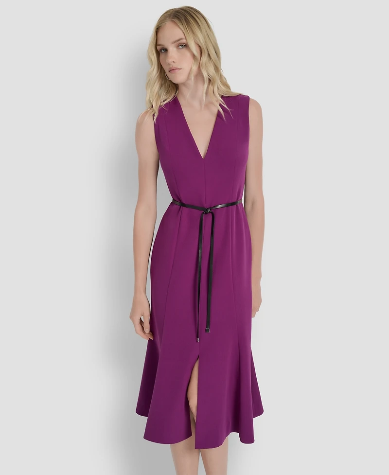 Dkny Women's Sleeveless V-Neck Fit & Flare Dress
