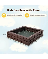 2-in-1 Hdpe Kids Sandbox with Cover and Bottom Liner