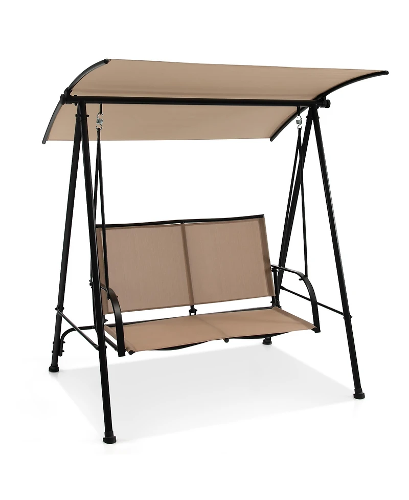 Gymax 2-Person Patio Swing Seat Bench Canopy Loveseat Outdoor