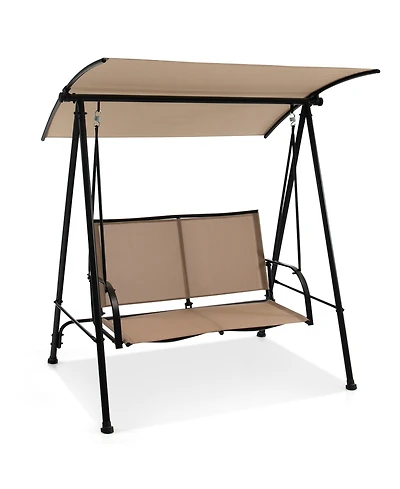Gymax 2-Person Patio Swing Seat Bench Canopy Loveseat Outdoor