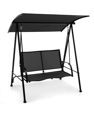 Gymax 2-Person Patio Swing Seat Bench Canopy Loveseat Outdoor