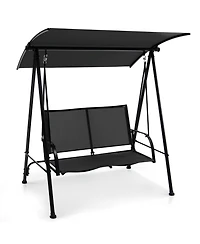 Gymax 2-Person Patio Swing Seat Bench Canopy Loveseat Outdoor
