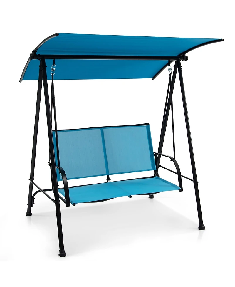 Gymax 2-Person Patio Swing Seat Bench Canopy Loveseat Outdoor