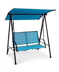 Gymax 2-Person Patio Swing Seat Bench Canopy Loveseat Outdoor