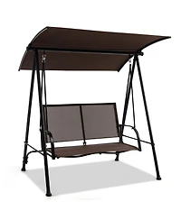 Gymax 2-Person Patio Swing Seat Bench Canopy Loveseat Outdoor