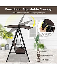 Gymax 2-Person Patio Swing Seat Bench Canopy Loveseat Outdoor