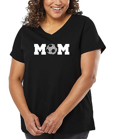 La Pop Art Plus Soccer Mom Word V-Neck T-Shirt