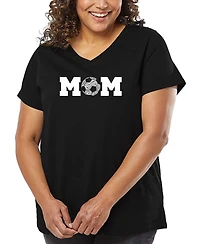 La Pop Art Plus Soccer Mom Word V-Neck T-Shirt