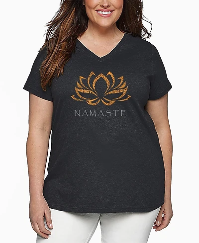 La Pop Art Plus Namaste Word V-Neck T-Shirt