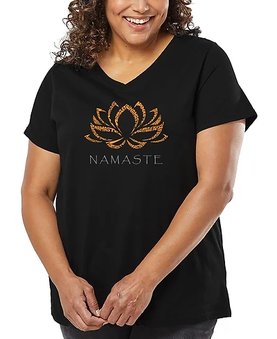 La Pop Art Plus Namaste Word V-Neck T-Shirt