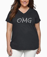 La Pop Art Plus Omg Word V-Neck T-Shirt