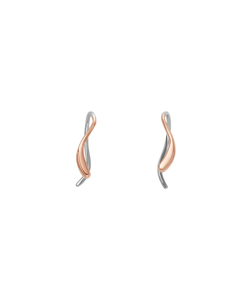 Skagen Women's Essential Waves Rose Gold-Tone Stainless Steel Drop Earrings