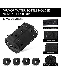 Urbanmax Bike Cup Holder, Water Bottle Holder with Mesh Pockets for Cruiser, Scooter, Mountain, Road Bike, Wheelchair