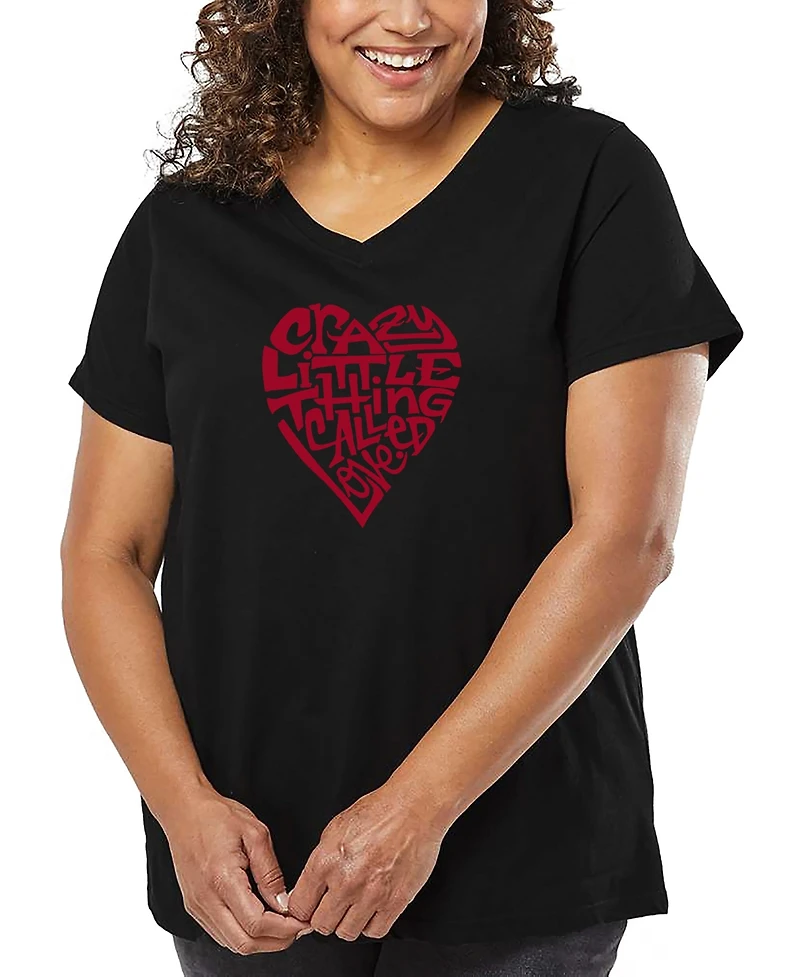 La Pop Art Plus Crazy Little Thing Called Love Word V-Neck T-Shirt