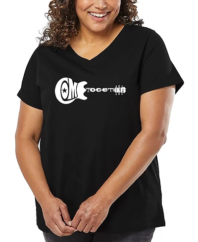 La Pop Art Plus Come Together Word V-Neck T-Shirt