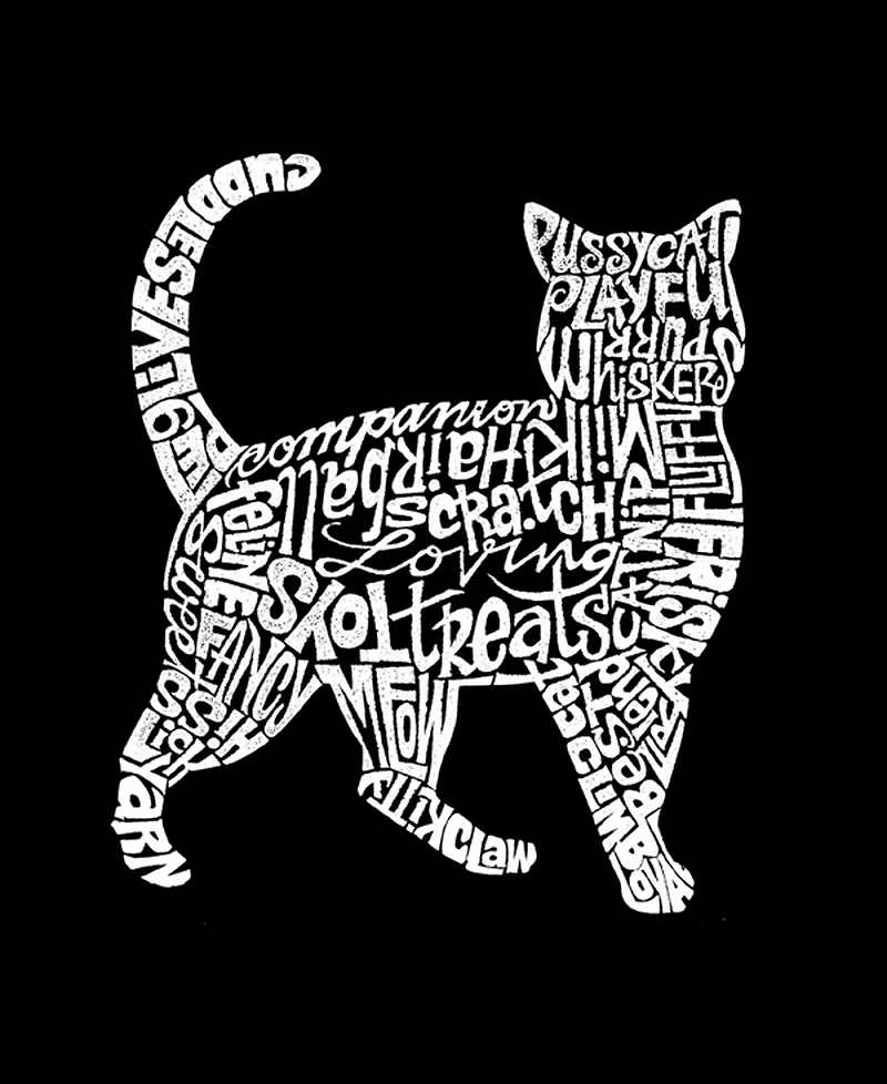 La Pop Art Plus Cat Word V-Neck T-Shirt