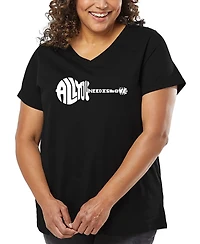 La Pop Art Plus All You Need Is Love Word V-Neck T-Shirt