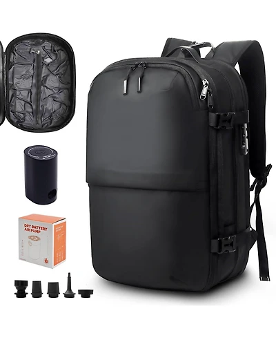 Nakto Vacuum Backpack Travel Vacuum Seal Compression Travel 60L Expandable Vackpack with Pump with Tsa Lock Black (Portable Electric Air Pump Included