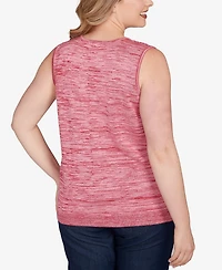 Ruby Rd. Plus Marled Knit Embroidered Tank Sweater