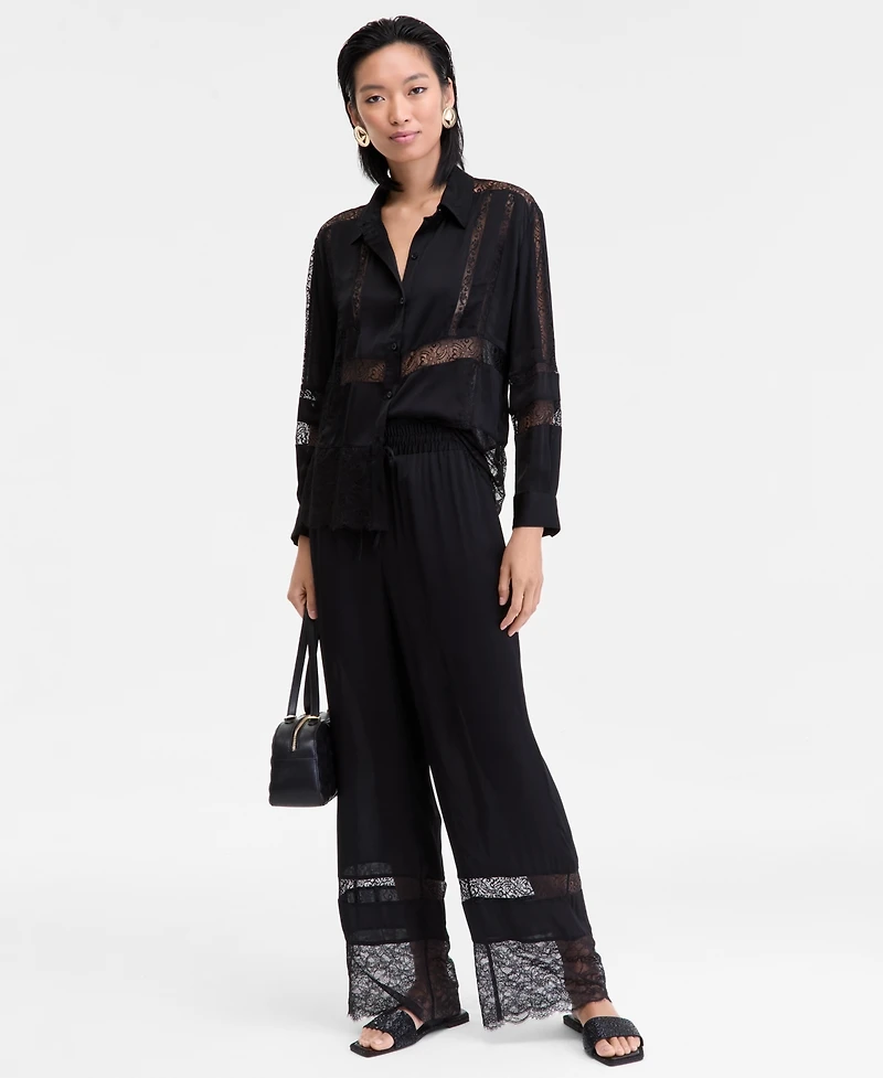 I.n.c. International Concepts Women's Lace-Detail Shirt, Macy's Exclusive