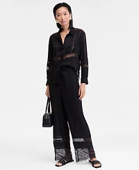 I.n.c. International Concepts Women's Lace-Detail Shirt, Macy's Exclusive