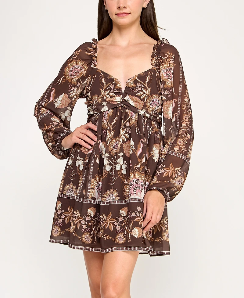 Row A Juniors' Long Sleeve Farm Rio Dress