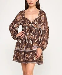 Row A Juniors' Long Sleeve Farm Rio Dress