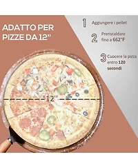 Outsunny Outdoor Pizza Oven with Stone, 12" Wood Fi Pizza Maker