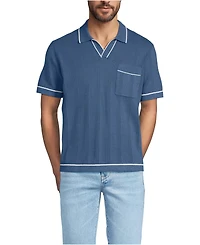 Lands' End Men's Short Sleeve Textured Tipped Sweater Polo
