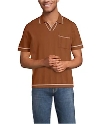 Lands' End Men's Short Sleeve Textured Tipped Sweater Polo
