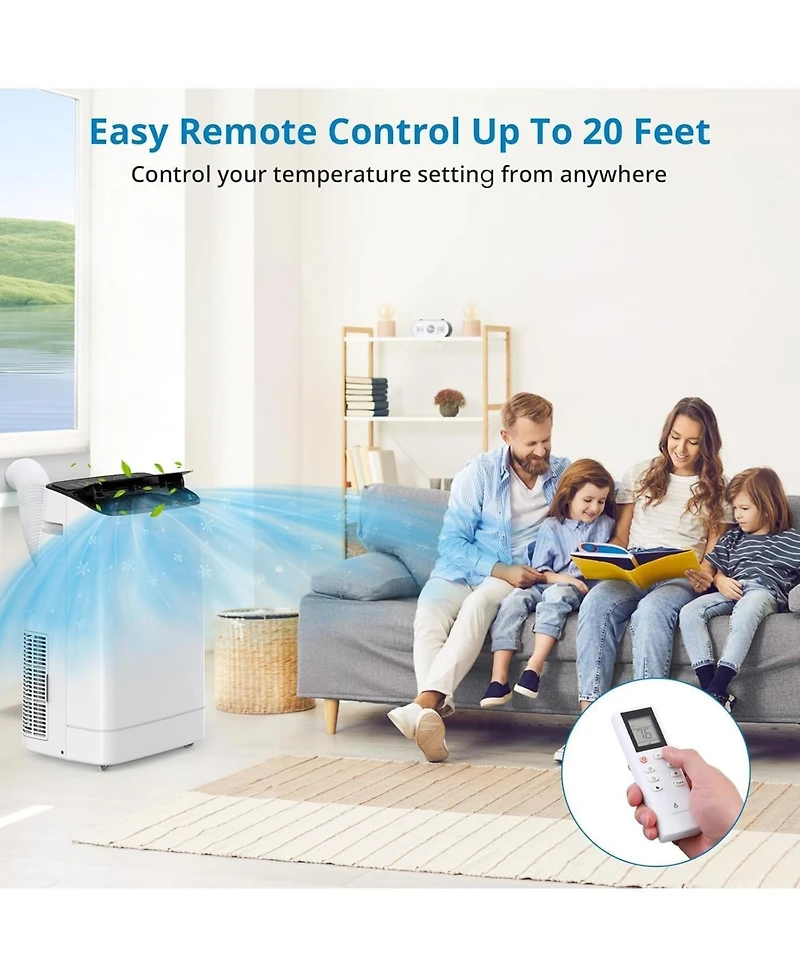 gaomon 15,000 Btu Portable Air Conditioner - Quiet Unit, Covers 850 Sq. Ft, 3 Fan Speeds, Dehumidifier Mode, Easy Install Window Kit, Black Top