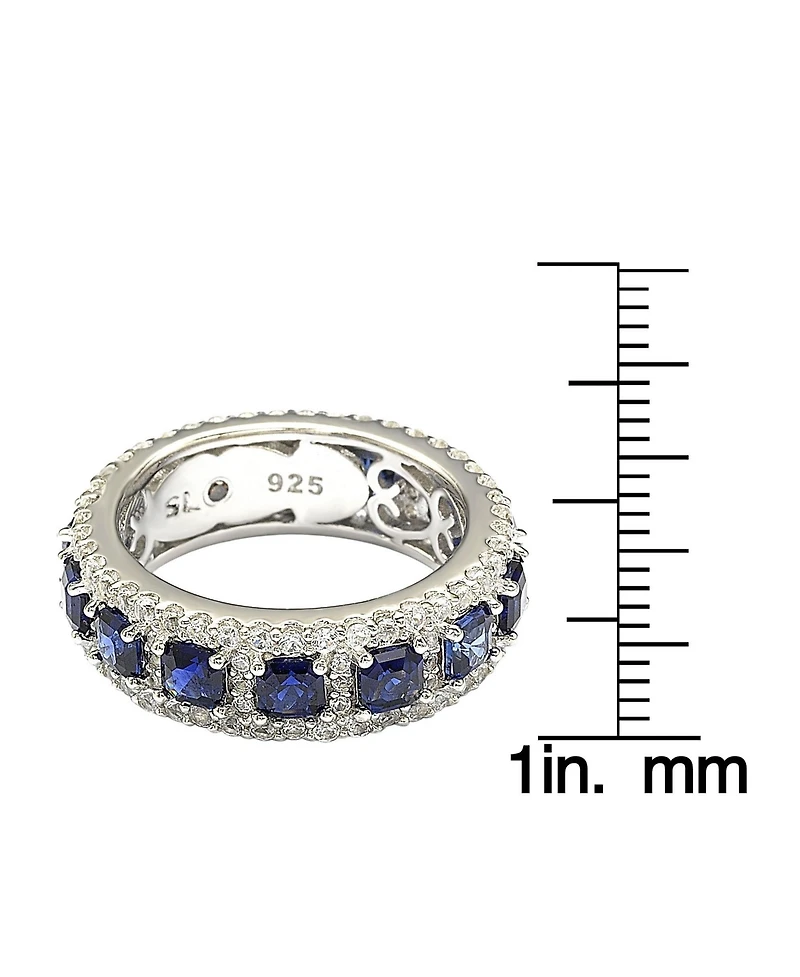 Suzy Levian New York Sterling Silver Sapphire & Created White Modern Eternity B&