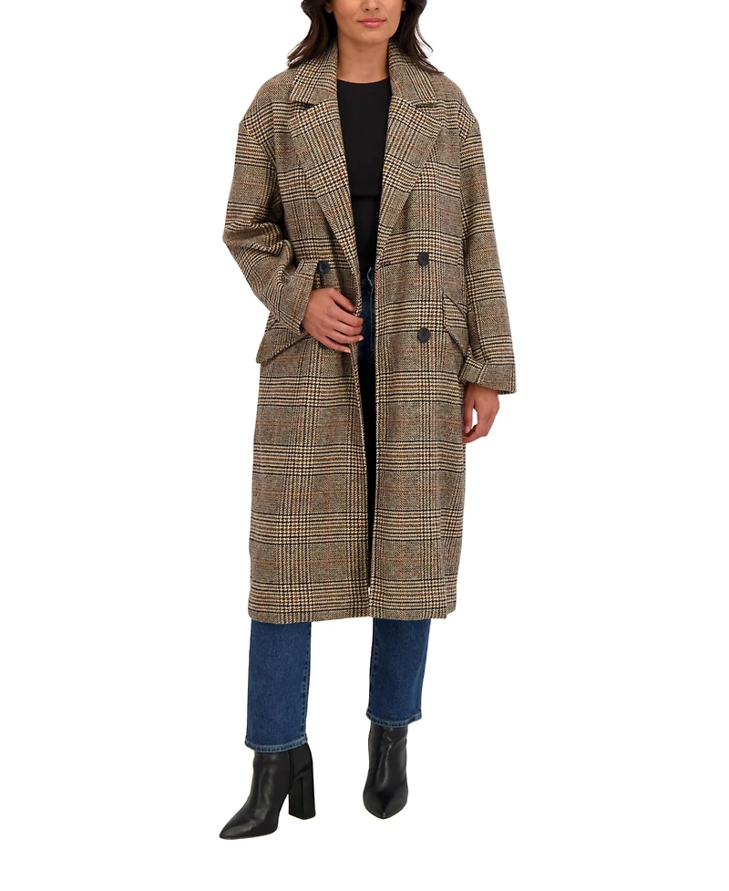 Sebby Collection Women's Long Oversized Double Breasted Faux Wool Coat